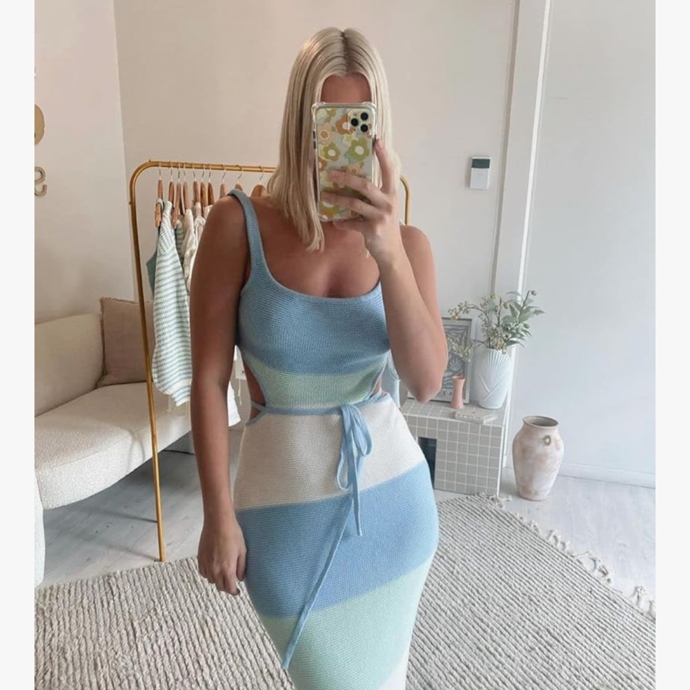 Sexy backless knit bodycon midi dress